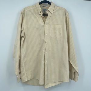 LL Bean Striped Yellow Button Down Shirt